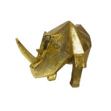 Estatueta de resina Elby Rinoceronte 18cm dourado