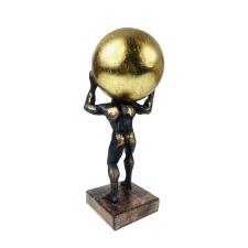 Estatueta de resina Elby Homem erguendo bola 32cm dourado