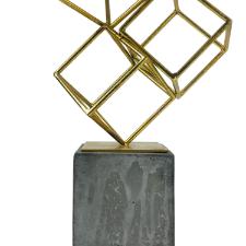 Estatueta de resina Elby Cubos 40cm dourado