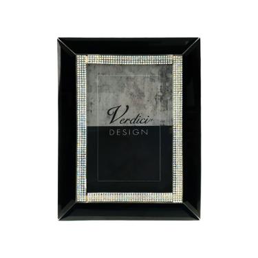 Porta-retratos de vidro Elby Ivy 20x25cm espelhado preto