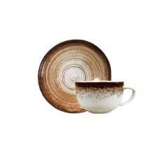 Xcara para caf com pires em porcelana Schmidt Esfera 100ml marrom
