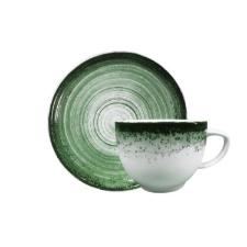 Xcara para ch com pires em porcelana Schmidt Esfera 200ml verde