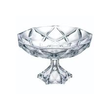 Centro de mesa oval com p em vidro Adely Crystal Flamenco 31,5x18,5cm