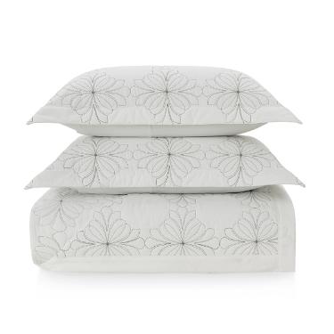 Colcha Trussardi Ravizza 200 fios Casal 2,20mx2,50m Branco/Ardsia