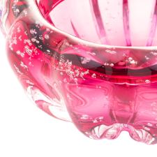 Centro de mesa em vidro Lyor Italy 16x8cm rosa