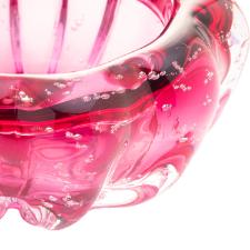 Centro de mesa em vidro Lyor Italy 16x8cm rosa