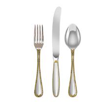 Faqueiro em ao inox com friso ouro Fracalanza Croise 130 peas