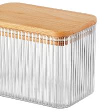 Porta mantimento quadrado em plstico com tampa bambu Dynasty 1 litro