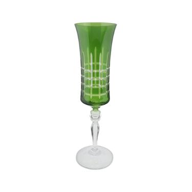 Taa para champanhe lapidada em cristal ecolgico Bohemia Grace 190ml verde