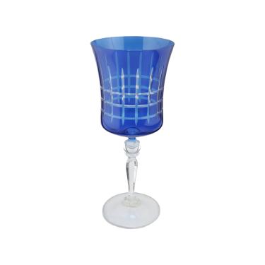 Taa para gua lapidada em cristal ecolgico Bohemia Grace 300ml azul