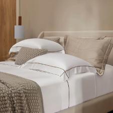 Jogo de lenol Trussardi Girelli 300 fios 100% Algodo King Branco/Nocciola