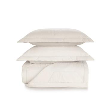 Colcha com 2 Porta-travesseiros em algodo Trussardi Palazzi King 290x250cm branco