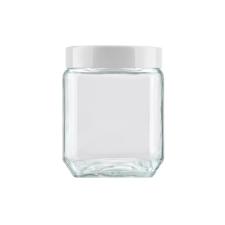 Pote quadrado em vidro Invicta Color 1,2 litro branca