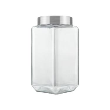 Pote quadrado em vidro Invicta Collection 2,2 litros prata