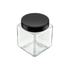 Pote quadrado em vidro Invicta Color 1,2 litros preta