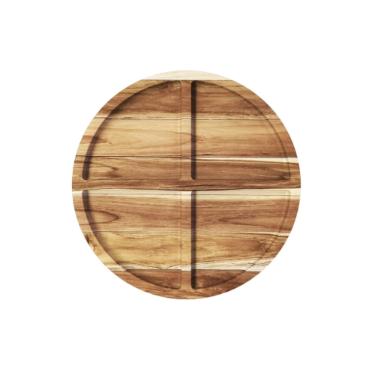 Petisqueira redonda em madeira teca com 4 divises Stolf 24cm