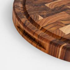 Tbua multiuso redonda em madeira invertida teca Stolf 35,5cm