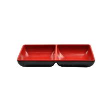 Petisqueira dupla em melamina Casita Oriental 14,5x7cm preto e vermelho
