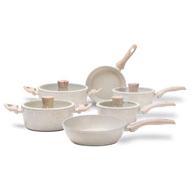 Jogo de panelas antiaderente Brinox Ceramic Life Sirius 6 peas vanilla