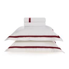 Jogo de len�ol Trussardi Vercelli 300 fios em algod�o Casal Branco/Vino