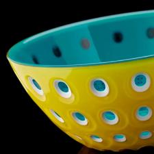 Saladeira bowl em acrlico Guzzini Le Murrine 25cm amarelo com gua marinha