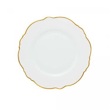 Jogo de pratos raso de porcelana Wolff Maldivas 6 peas 28cm filete dourado