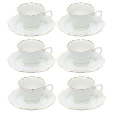 Jogo de xcaras de ch de porcelana Wolff Maldivas 6 peas 180ml filete dourado