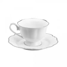 Jogo de xcaras de ch de porcelana Wolff Maldivas 6 peas 180ml filete prata