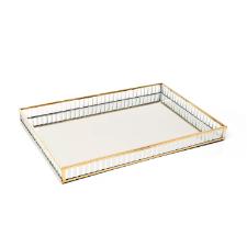 Bandeja retangular Copa&Cia Glass 30,5x18cm dourada