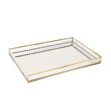 Bandeja retangular Copa&Cia Glass 30,5x18cm dourada