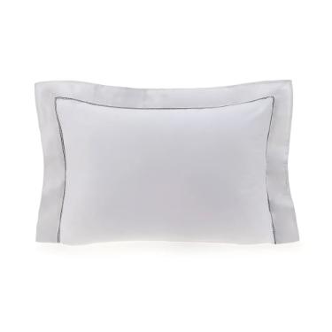 Fronha Avulsa Padro Cetim 300 Fios Trussardi Portello Branco e Ardsia