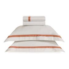 Jogo de cama Trussardi Vercelli cetim 300 fios king 4 peas branco e solare
