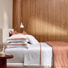 Jogo de cama Trussardi Vercelli cetim 300 fios king 4 peas branco e solare
