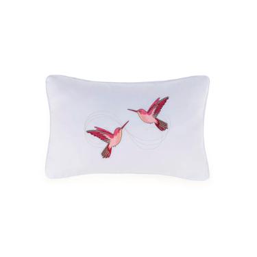 Almofada bordada em algodo Trussardi Venere 300 Fios 30x50cm branco