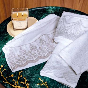 Jogo Lavabo e Rosto 100% algodo Trussardi Raffinato Branco