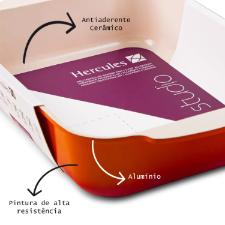 Assadeira retangular em alumnio com revestimento cermico Hercules Studio 25x20cm laranja PA90000-A25L