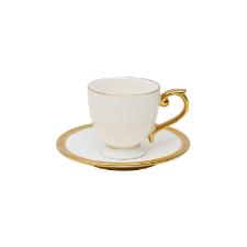 Jogo de 6 xcaras para caf em porcelana Wolff Paddy 18055 branca e dourado 90ml