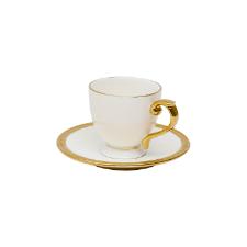 Jogo de 6 xcaras para caf em porcelana Wolff Paddy 18055 branca e dourado 90ml