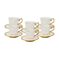 Jogo de 6 xcaras Wolff 18056 Paddy branco com dourado 200 ml em porcelana