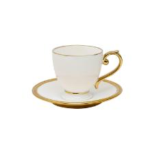 Jogo de 6 xcaras Wolff 18056 Paddy branco com dourado 200 ml em porcelana