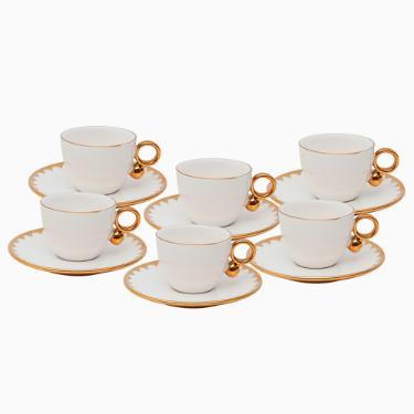 Jogo de 6 xcaras para caf Wolff 18060 Egg branca e dourado 90 ml em porcelana