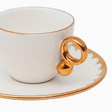 Jogo de 6 xcaras para caf Wolff 18060 Egg branca e dourado 90 ml em porcelana