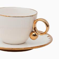 Jogo de 6 xcaras Wolff 18061 Egg branco com dourado 200 ml em porcelana