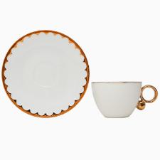 Jogo de 6 xcaras Wolff 18061 Egg branco com dourado 200 ml em porcelana