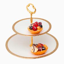 Prato duplo para doce Wolff 18153 Paddy branco com dourado 19x27x24cm em porcelana