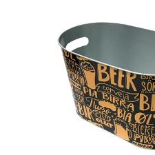 Balde oval em metal Hauskraft Beer 10 litros preto e amarelo