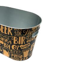 Balde oval em metal Hauskraft Beer 10 litros preto e amarelo