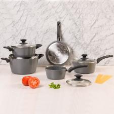 Jogo de panelas Brinox Optima 5 peas em alumnio Stone: Versatilidade, design e fundo para Induo