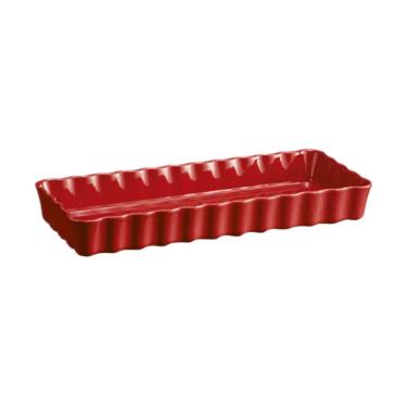 Travessa de Cermica Retangular Emile Henry Flubbing 36,5x15cm vermelha