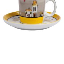Jogo de xcaras com pires em porcelana Egan Le Casette 100ml 2 peas amarelo